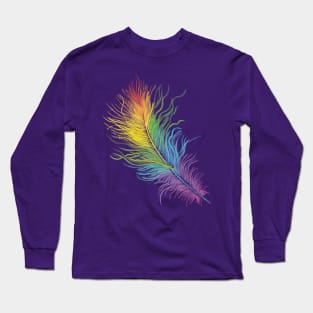 Rainbow Feather-purple Long Sleeve T-Shirt